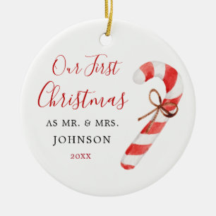 Candy Cane erste Weihnachten als Herr und Frau New Keramik Ornament