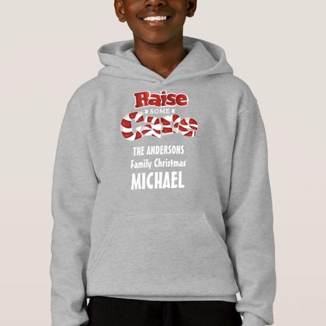 Candy Cane Family Weihnachten Personalisiert Hoodie (Vorderseite)