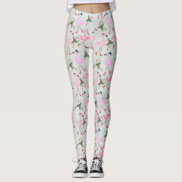Candy Cane Flamingos Leggings