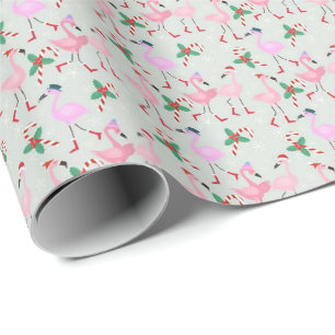 Candy Cane Flamingos Wrapping Paper Geschenkpapier