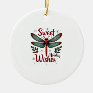 Candy-Cane-Flügel-Libelle Keramik Ornament