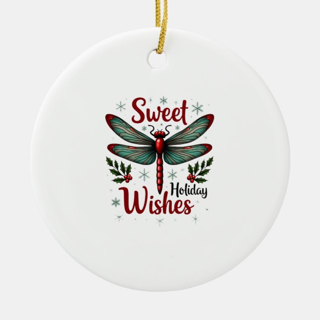 Candy-Cane-Flügel-Libelle Keramik Ornament (Vorne)