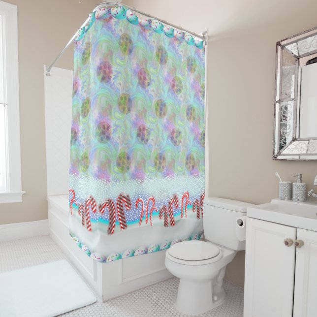 Candy Cane Forest mit magischem Cookie Zucker Schn Duschvorhang (Beispiel)