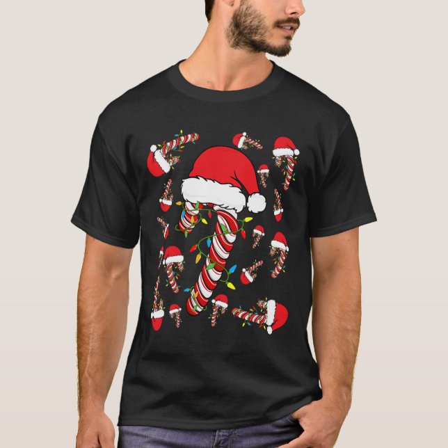 Candy Cane fröhlich und hell rot und weiß Spaß Chr T-Shirt (Vorderseite)