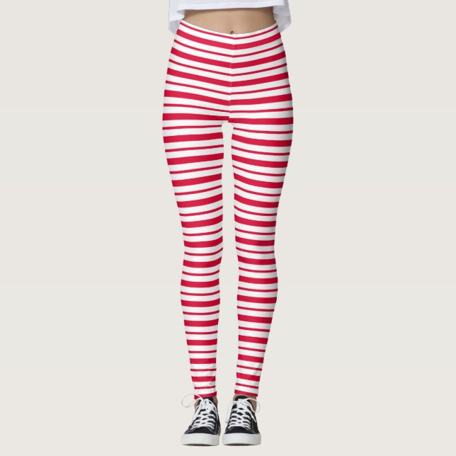 Candy Cane-Gestreift Leggings (Vorderseite)