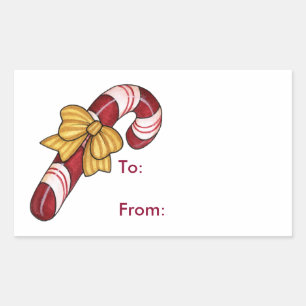 Candy Cane - Gift Tags Rechteckiger Aufkleber