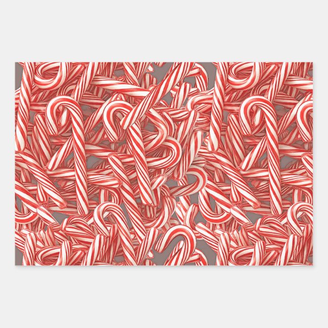 CANDY CANE GIFT WRAP GESCHENKPAPIER SET (Vorderseite)