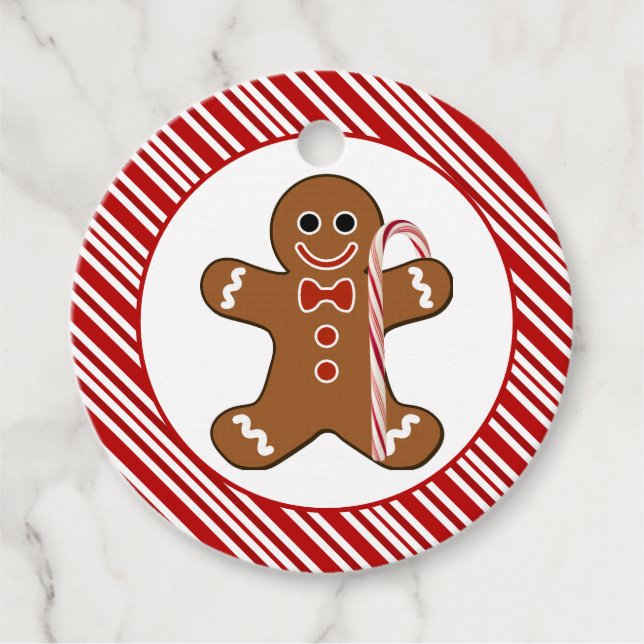 Candy Cane Gingerbread Mann Weihnachtsgeschenk Gef Geschenkanhänger (Vorderseite)