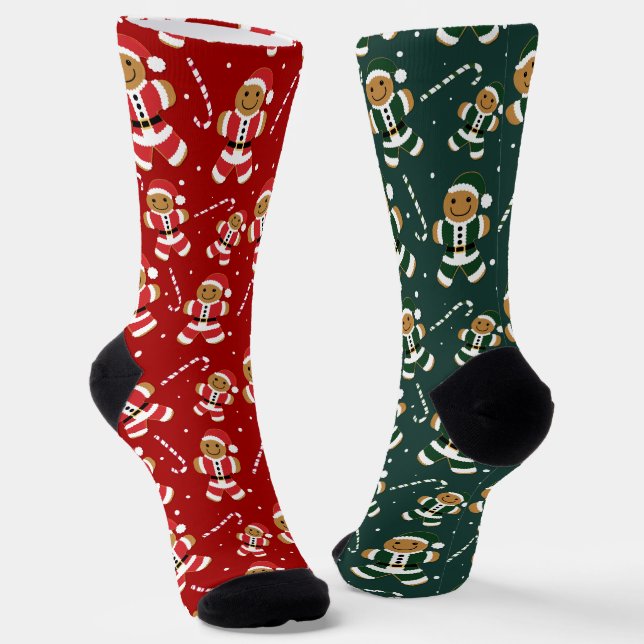 Candy Cane Gingerbread Weihnachten Socken (Gewinkelt)