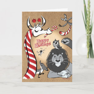 CANDY CANE GIRAFFE & FRIENDS (matte) Jeff Willis Feiertagskarte