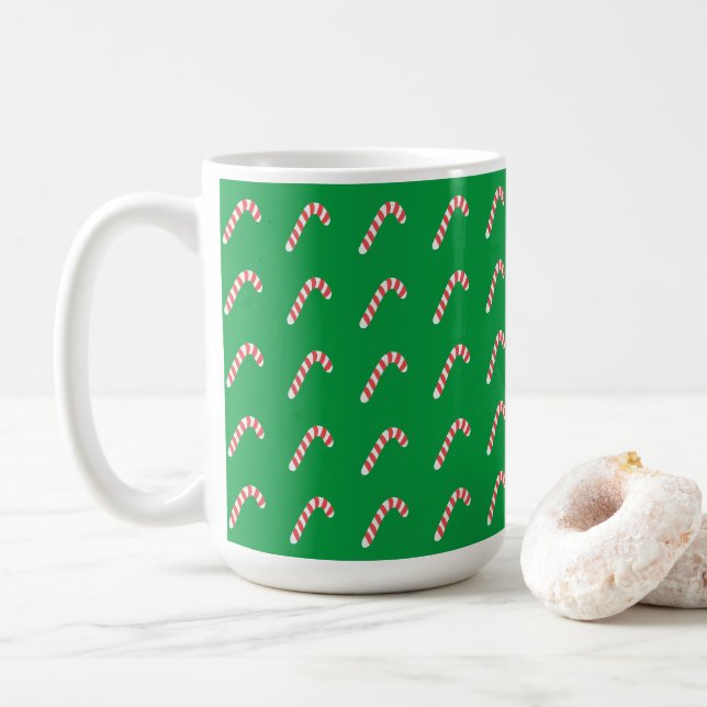Candy Cane Green Niedlich Simple Christmas Holiday Kaffeetasse (Mit Donut)