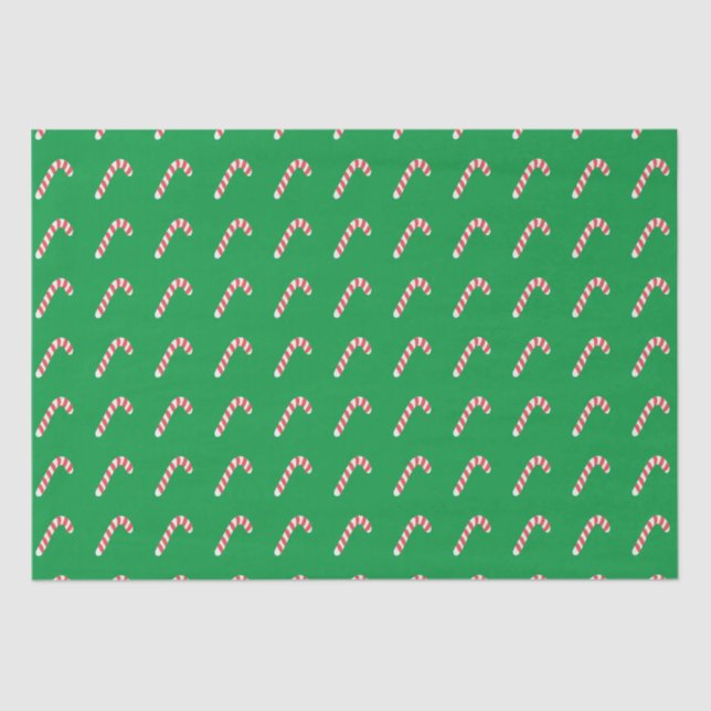 Candy Cane Green Niedlich Simple Christmas Holiday Seidenpapier (Vorderseite)