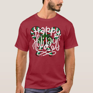 Candy Cane Happy Holidays T - Shirt