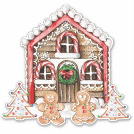 Candy Cane Haus, Lebkuchenjunge, Mädchenplatz Aufkleber