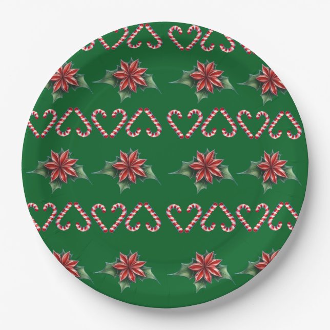 Candy Cane Heart and Holly Pattern – Festive Chris Pappteller (Vorderseite)