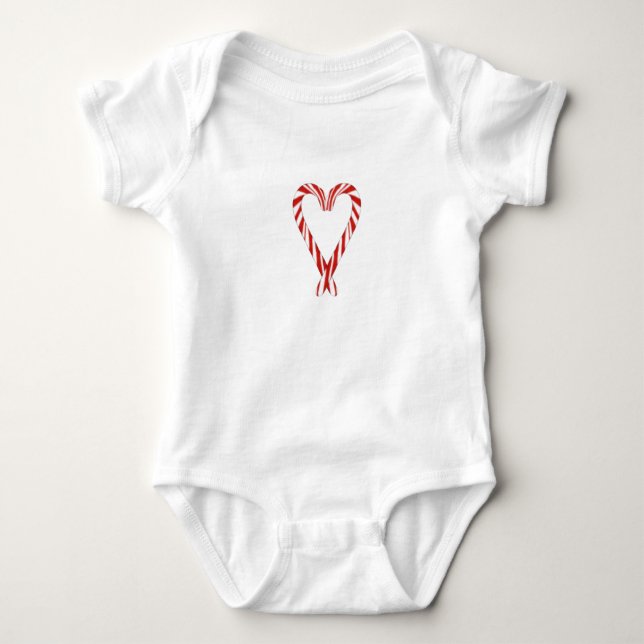 Candy Cane Heart Baby Bodysuit Baby Strampler (Vorderseite)