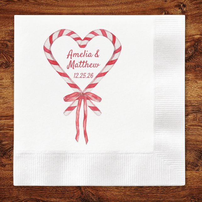 Candy Cane Heart & Bow | Custom Christmas Serviette (Von Creator hochgeladen)