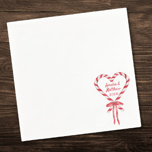 Candy Cane Heart & Bow Custom Christmas Serviette