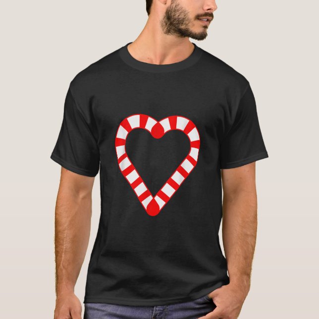 Candy Cane Heart Christmas Candy Cane Lover Xmas T-Shirt (Vorderseite)