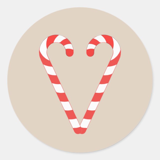 Candy Cane Heart Christmas Classic Round Sticker (Vorderseite)