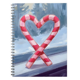Candy Cane Heart Christmas Holiday Watercolor Notizblock