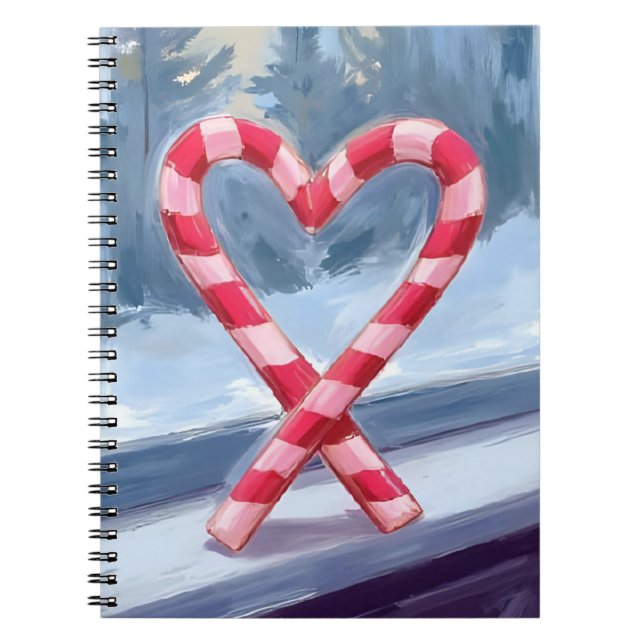 Candy Cane Heart Christmas Holiday Watercolor Notizblock (Vorderseite)