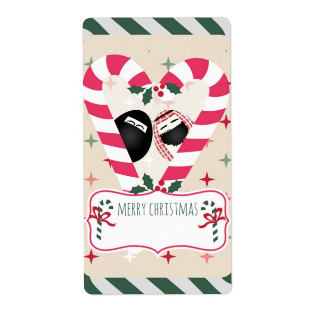 Candy Cane Heart Mr. & Mrs. Egg Geschenketiketten (Vorne)
