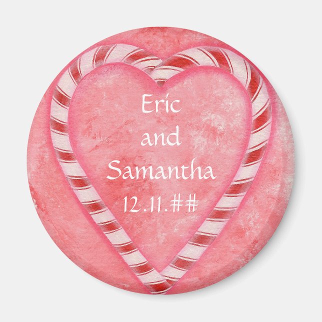 Candy Cane Heart Save the Date Hochzeitsmagnete Magnet (Vorne)