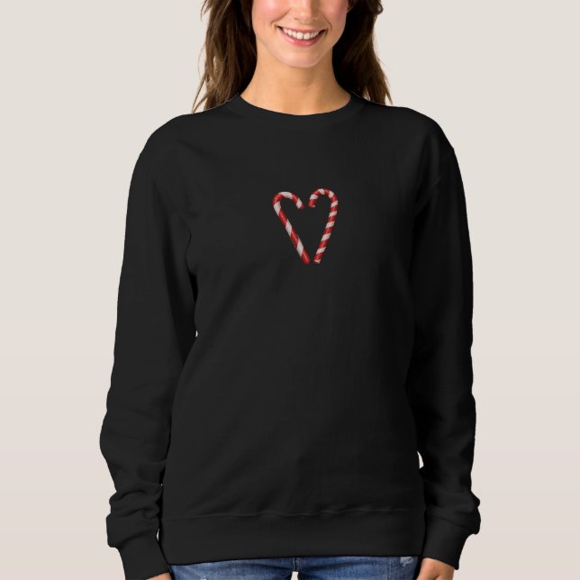 Candy Cane Heart Sweet Christmas Holiday Sweatshirt (Vorderseite)