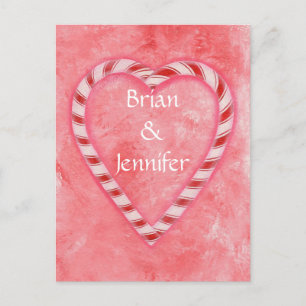 Candy Cane Heart Wedding Einladung Postkarten