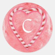 Candy Cane Heart Wedding Siegel, Monogram Stickers