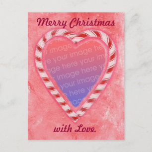 Candy Cane Herz Add Foto Weihnachts Postkarten
