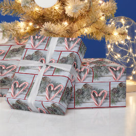 Candy Cane Herz auf Barnwood Geschenkpapier
