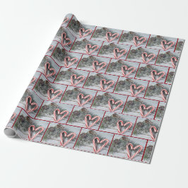 Candy Cane Herz auf Barnwood Geschenkpapier