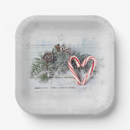 Candy Cane Herz und Pine Pappteller