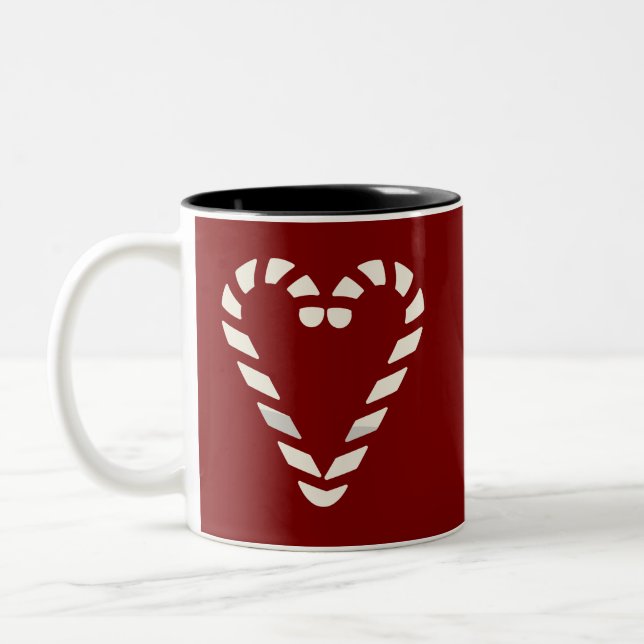 Candy Cane Herzform Frohe Weihnachten Zweifarbige Tasse (Links)