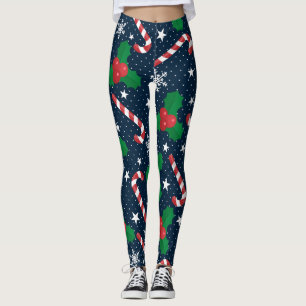 Candy Cane & Holly Berry Leggings