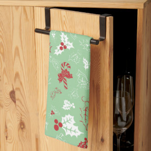 Candy Cane Holly   Holiday Kitchtuch Geschirrtuch