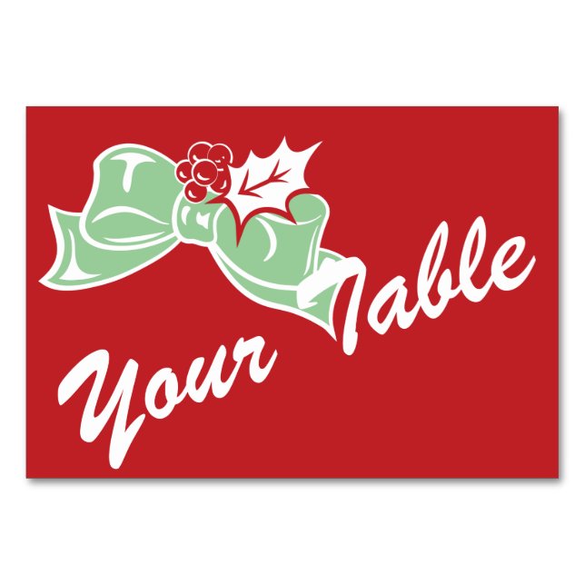 Candy Cane Holly | Retro-benutzerdefinierte Table- Tischnummer (Vorderseite)