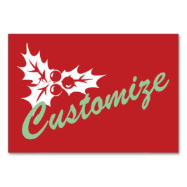 Candy Cane Holly | Retro-benutzerdefinierte Table- Tischnummer