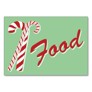 Candy Cane Holly   Retro-Food-Table-Karte 3 x 5 Tischnummer
