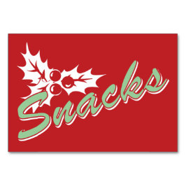 Candy Cane Holly | Retro Snacks Table Card 3 x 5 Tischnummer
