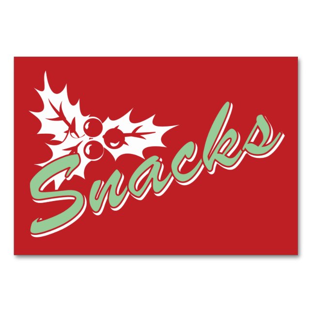 Candy Cane Holly | Retro Snacks Table Card 3 x 5 Tischnummer (Vorderseite)