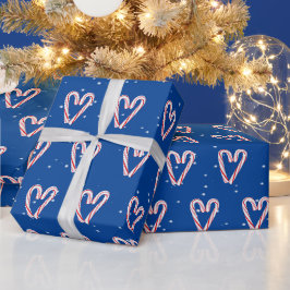 Candy Cane hört in Schneeflocken auf blau Geschenkpapier