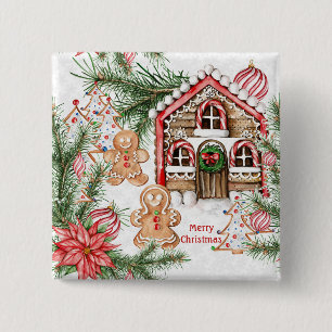 Candy Cane House, Gingerbrot man, Poinsettia Button