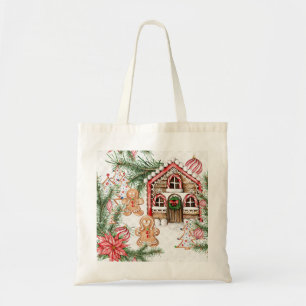 Candy Cane House, Gingerbrot man, Poinsettia Tragetasche