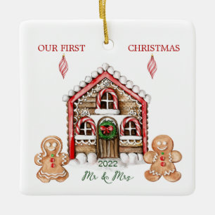 Candy Cane House Gingerbrot Menschen Weihnachten Keramikornament