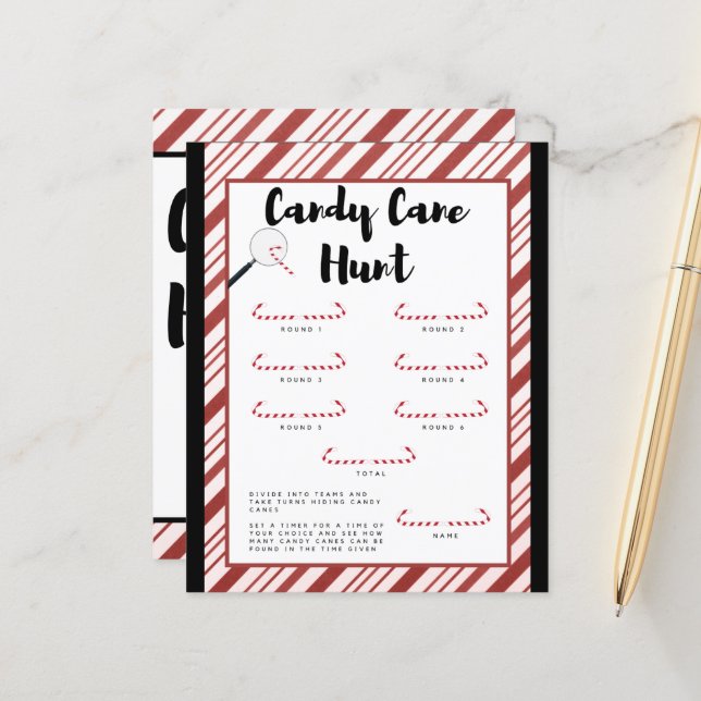 Candy Cane Hunt Game (Vorderseite/Rückseite Beispiel)