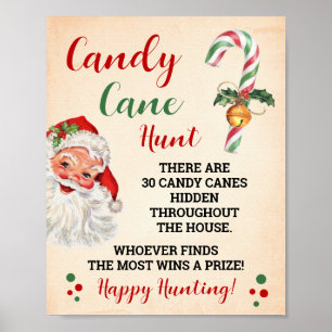 Candy Cane Hunt Weihnachtsspiel-Zeichen Poster
