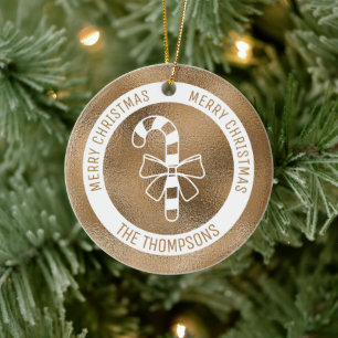 Candy Cane - Imitate Golden Foil Look (nicht echte Keramik Ornament